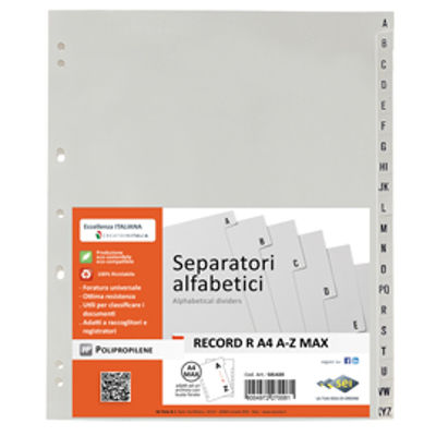 Immagine di Separatore Alfabetico Ppl A/Z Sei Rota Record R 24.5X30Cm (A4 Maxi) Grigio [581420]