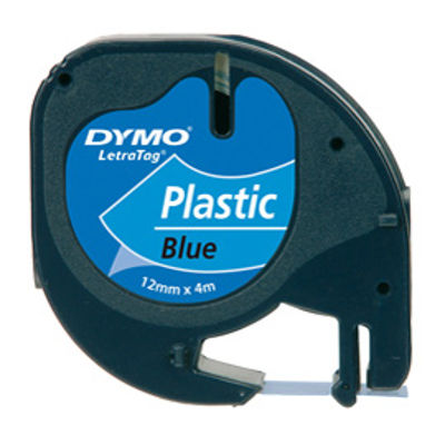 Immagine di Nastro Dymo Letratag In Plastica 912050 12Mmx4M Nero/Blu [S0721650]