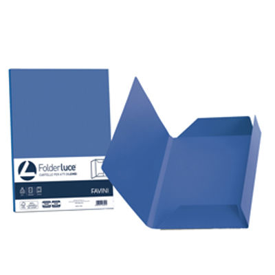 Immagine di Confezione 25pz. Cartelline 3 Lembi Favini Luce 25x34.5cm Blu di Prussia 200gr. [A50K434]