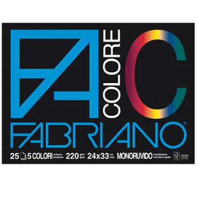 Immagine di Blocco 25 Fogli Fabriano FaColore 24x33cm 220gr 5 Colori [65251524]