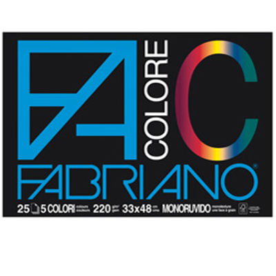 Immagine di Blocco 25 Fogli Fabriano FaColore 33x48cm 220gr 5 Colori [65251533]