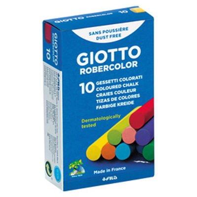 Immagine di Scatola 10 Gessetti Tondi Giotto Colorati Robercolor 80mm con Diametro 10mm [538900]