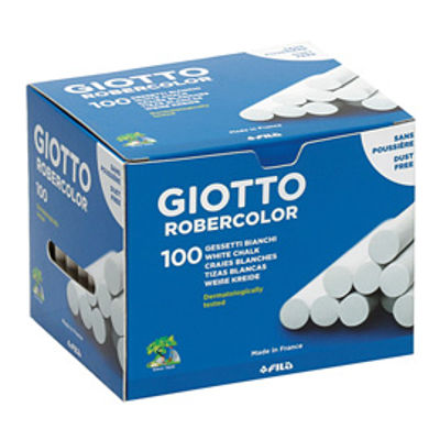 Immagine di Scatola 100 Gessetti Tondi Giotto Bianco Robercolor 80mm con Diametro 10mm [538800]