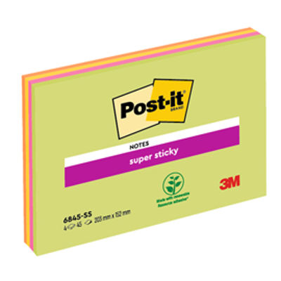 Immagine di Blocco foglietti Post It Super Sticky Meeting Notes - giallo e rosa neon - 203 x 152mm - 45 fogli - Post It [7644]