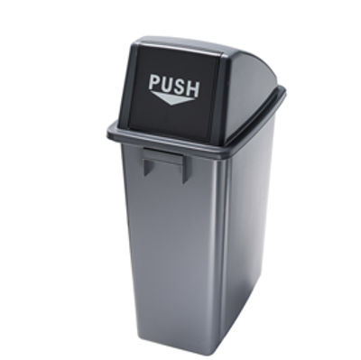Immagine di Contenitore Office - push per rifiuto secco - 60 lt - coperchio nero push - Medial International [114210]