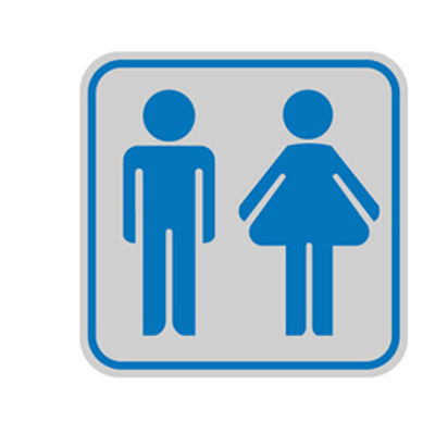 Immagine di Targhetta adesiva - pittogramma Toilette uomo/donna - 82x82 mm [9644B]