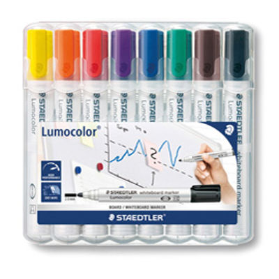 Immagine di Pennarelli Lumocolor 351 - 8 colori - punta 2,0mm - per lavagne cancellabili - Staedtler - busta 8 pennarelli [351WP8]