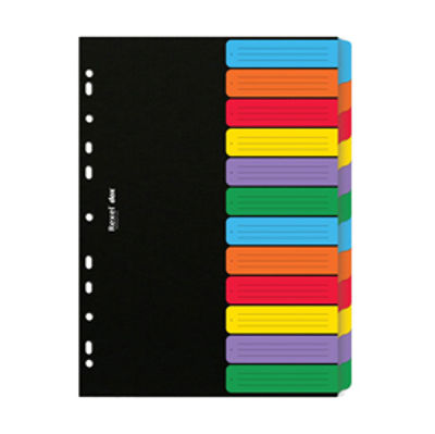 Immagine di Separatore Dox - 12 tasti neutri colorati - cartoncino 240 g - A4 - Rexel [D26612]
