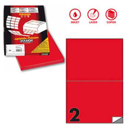 Immagine di Etichetta adesiva C509 Markin - rosso fluo - 210x148 mm - 2 etichette per foglio - scatola 100 fogli A4 [X210C509F-RO]