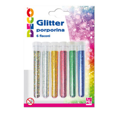 Immagine di Blister glitter 5 flaconi grana fine 12ml colori assortiti Cwr [130/GL5]