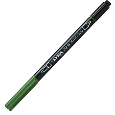 Immagine di Pennarello Aqua Brush Duo - punte 2/4 mm - verde oliva - Lyra [L6520073]