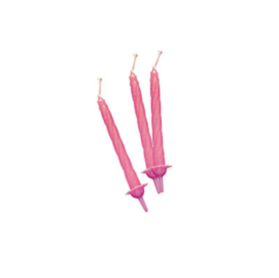 Immagine di Candeline con supporto -  h.8cm - rosa - 12 pezzi - Big Party [70401]