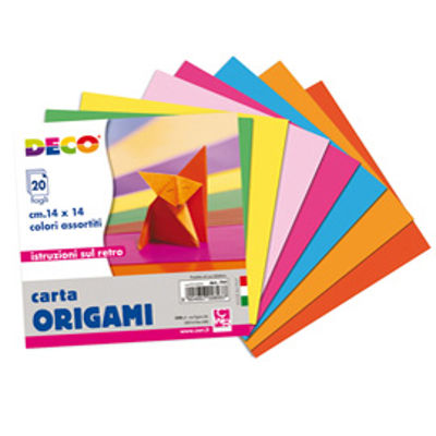 Immagine di Fogli carta per origami - 14x14cm - colori assortiti - 20 pezzi - CWR [741]