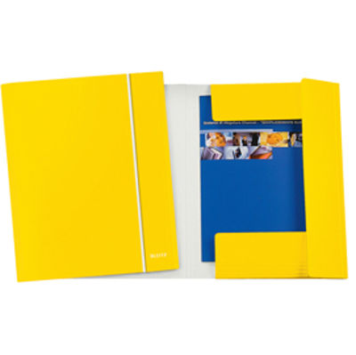 Immagine di Cartella con elastico WOW - cartoncino plastificato - 3 lembi - 25x35cm - giallo - Leitz [39830016]