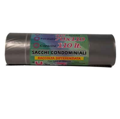 Immagine di Sacchi - 70x110 cm - 110 L - 22 micron - grigio trasparente - Rolsac - conf. 10 pezzi [10466]