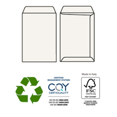 Immagine di Buste a sacco - carta riciclata - senza finestra - 162x229 mm - senza finestra - 100 gr - Pigna - conf. 500 pezzi [0250007C5]