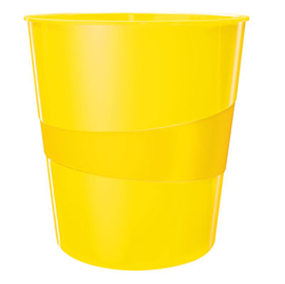 Immagine di Cestino gettacarte WOW - altezza 32,4 cm - diametro 29 cm -15 lt - giallo - Leitz [52781016]