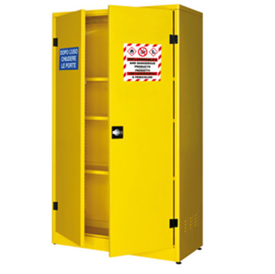 Immagine di Armadio di sicurezza per liquidi infiammabili - 107,5 x 50 x 185 cm - giallo - Carvel [ARM001B]