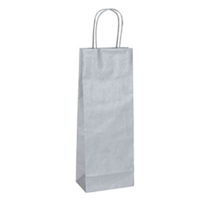 Immagine di Shoppers portabottiglie - carta biokraft - 14 x 9 x 38 cm - argento - Mainetti Bags - conf. 20 pezzi [087042]