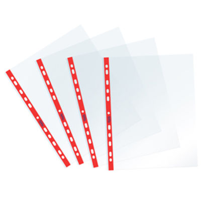 Immagine di Buste forate Sprint - c/ banda - 22 x 30 cm - rosso - Favorit - conf. 25 pezzi [400159688]