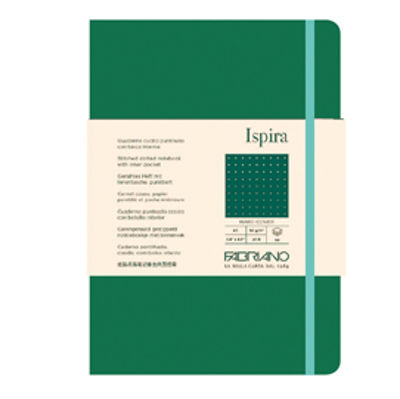 Immagine di Taccuino Ispira - con elastico - copertina rigida - A5 - 96 fogli - puntinato - verde - Fabriano [19714811]