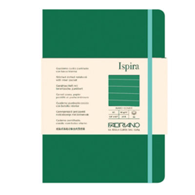 Immagine di Taccuino Ispira - con elastico - copertina rigida - A5 - 96 fogli - righe - verde - Fabriano [19714805]
