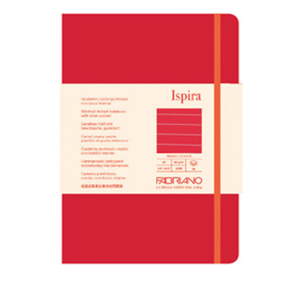 Immagine di Taccuino Ispira - con elastico - copertina rigida - A5 - 96 fogli - righe - rosso - Fabriano [19714802]