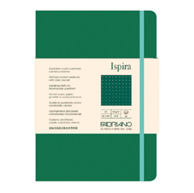 Immagine di Taccuino Ispira - con elastico - copertina flessibile - A5 - 96 fogli - puntinato - verde - Fabriano [19614811]