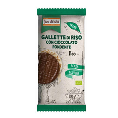 Immagine di Gallette di riso - con cioccolato fondente - 100 gr - Fior di Loto [0041621]
