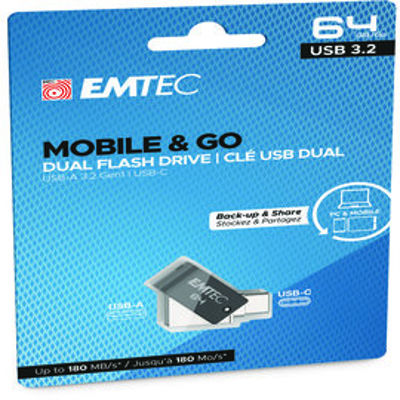 Immagine di Emtec - Dual USB3.2 T260 - Type-C - ECMMD64GT263C - 64GB [ECMMD64GT263C]