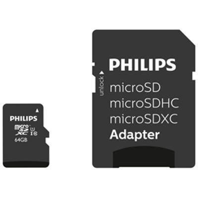 Immagine di Philips - Micro SDXC Card - 64 GB - Class 10 - adattatore incluso [PHMSDM64GXC10U1]