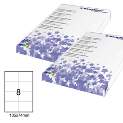 Immagine di Etichetta adesiva bianca 100fg A4 105x74mm (8et/fg) STARLINE [STL3034]
