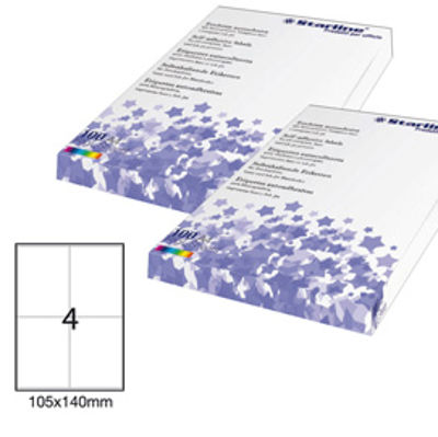 Immagine di Etichetta adesiva bianca 100fg A4 105x140mm (4et/fg) STARLINE [STL3036]