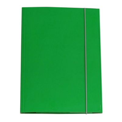 Immagine di Cartellina con elastico - cartone plastificato - 3 lembi - 25x34 cm - verde - Queen Starline [STL5201]
