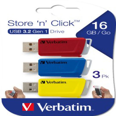 Immagine di Verbatim - USB Pen Drive 3.2 Gen 1 Drive - 16 GB - rosso/giallo/blu - conf. 3 pezzi - 49306 [49306]