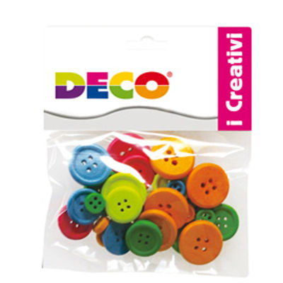 Immagine di Bottoni - in legno - colori neon - Deco - conf. 30 pezzi [12027]