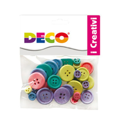 Immagine di Bottoni - in legno - colori pastello - Deco - conf. 30 pezzi [12028]