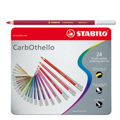 Immagine di Matite colorate CarbOthello - tratto 4,40 mm - colori assortiti - Stabilo - astuccio in metallo 24 pezzi [1424-6]