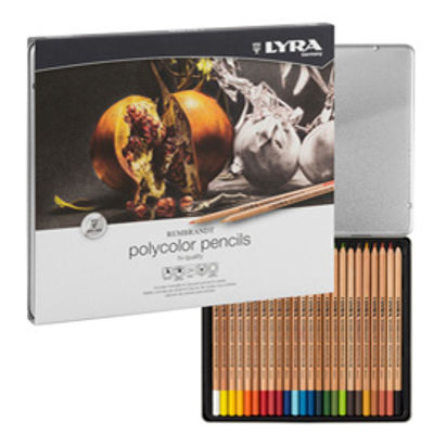 Immagine di Pastelli colorati Rembrandt Polycolor - 3,7 mm - colori assortiti - Lyra - astuccio metallo 24 pezzi [L2001240]