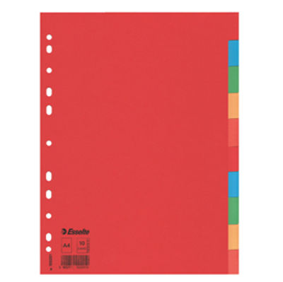 Immagine di Separatore Economy - 10 tasti - cartoncino colorato 160 gr - A4 - multicolore - Esselte [100201]