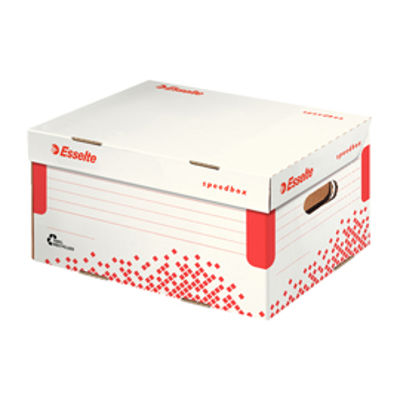 Immagine di Scatola container Speedbox - Small - 25,2x35,5cm -  dorso 19,3 cm - bianco e rosso - Esselte [623911]