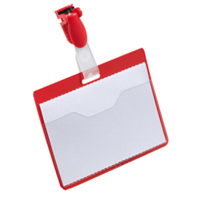 Immagine di Portanome a tasca aperta - clip in plastica - rosso - 6 x 9 cm - Durable - conf. 25 pezzi [8106-03]