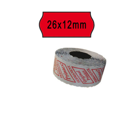 Immagine di Rotolo da 1000 etichette a onda per Printex Smart 8/2612 - 26x12 mm - adesivo permanente - rosso - Printex - pack 10 rotoli [2612SFP10RS]