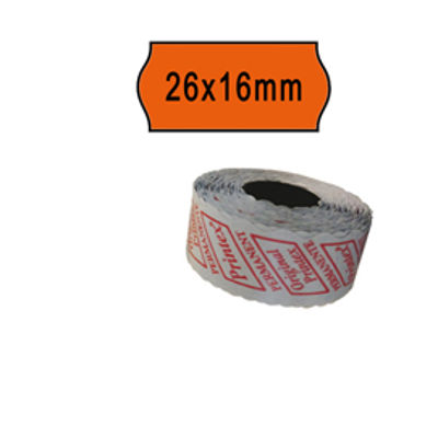 Immagine di Rotolo da 1000 etichette a onda per Printex Smart 16/2616 e Z Maxi 6/2616 - 26x16 mm - adesivo permanente - arancio - Printex - pack 10 rotoli [2616sfp7ar]