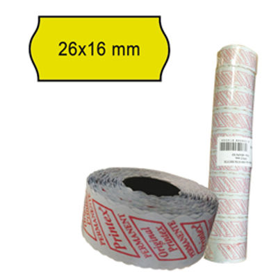 Immagine di Rotolo da 1000 etichette a onda per Printex Smart 16/2616 e Z Maxi 6/2616 - 26x16 mm - adesivo permanente - giallo - Printex - pack 10 rotoli [2616sfp7gi]