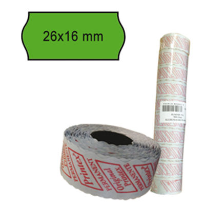 Immagine di Rotolo da 1000 etichette a onda per Printex Smart 16/2616 e Z Maxi 6/2616 - 26x16 mm - adesivo permanente - verde - Pritnex - pack 10 rotoli [2616sfp7ve]