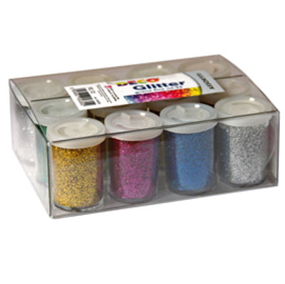 Immagine di Glitter flacone grana fine - 25ml - colori assortiti - DECO - conf. 12 flaconi [05330]