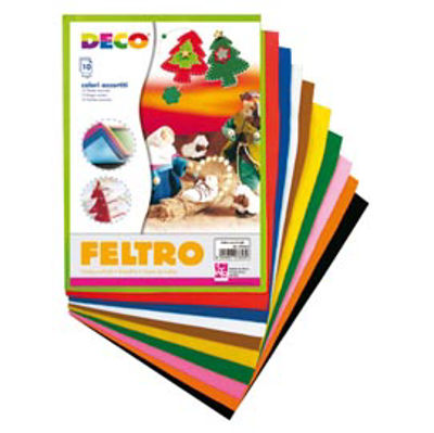 Immagine di Feltro colorato - 21 x 30 cm - colori assortiti - Deco - conf.10 fogli [07653]