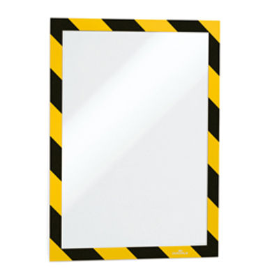 Immagine di Cornice adesiva Duraframe  Security A4 - pannello magnetico - 21 x 29,7 cm - giallo/nero - Durable [4944-130]