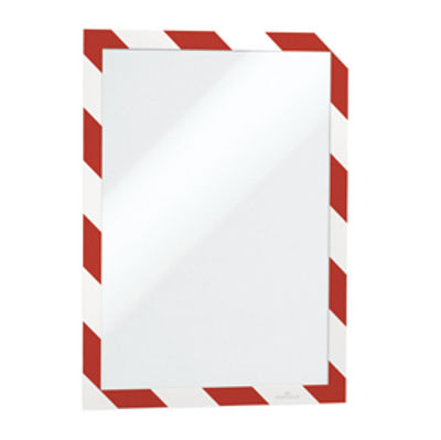 Immagine di Cornice adesiva Duraframe  Security A4 - pannello magnetico - 21 x 29.7 cm - rosso/bianco - Durable [4944-132]